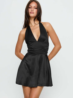 Odelina Halter Mini Dress Black