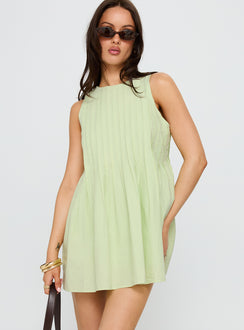 Dreamboat Pleated Mini Dress Matcha