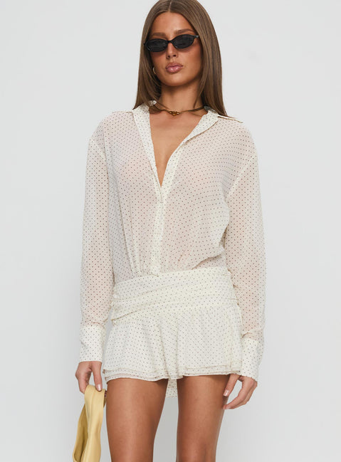 Girls Girls Girls Long Sleeve Mini Dress Porcelain Polka