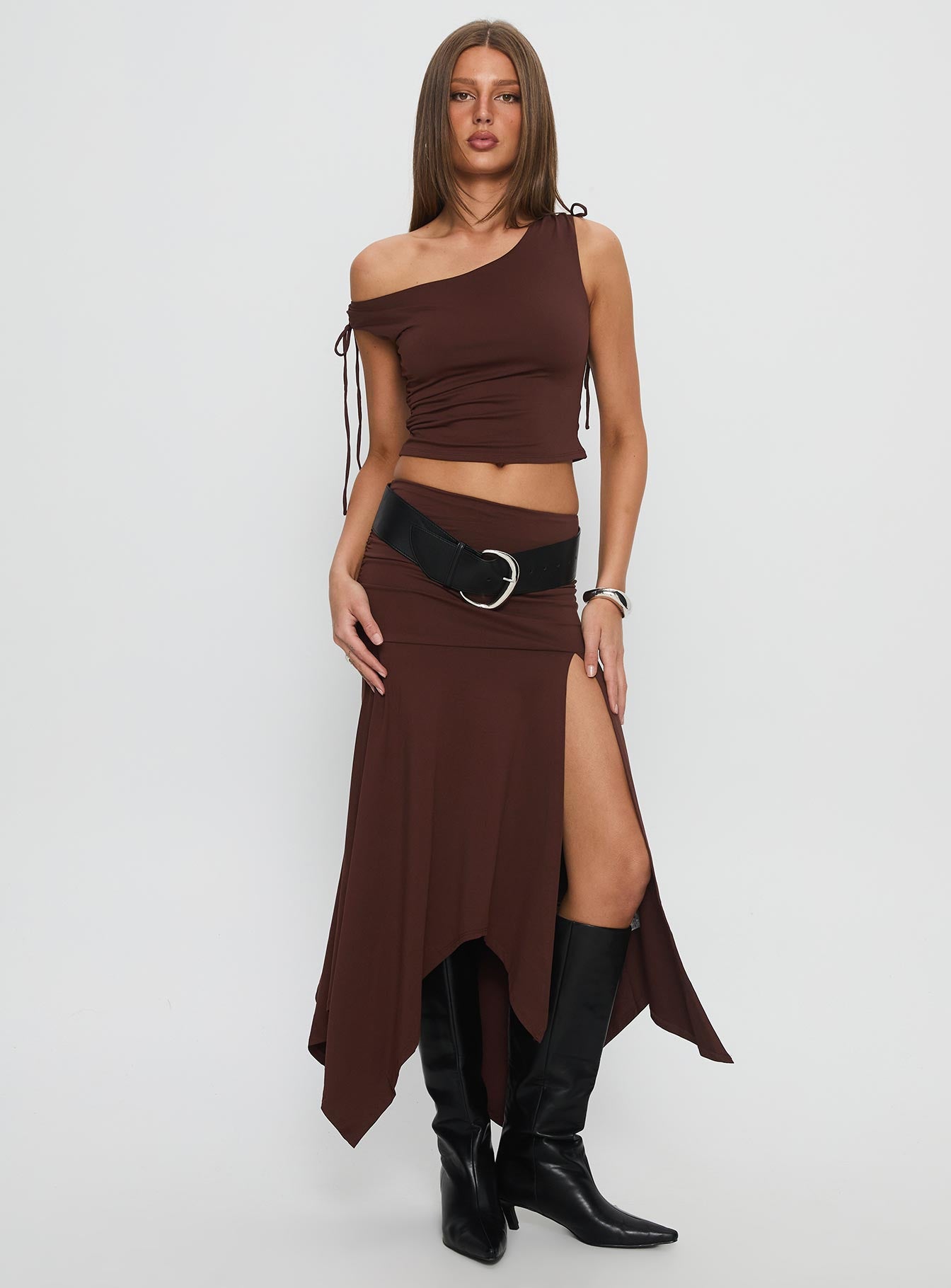 Azlynn Off Shoulder Set Brown