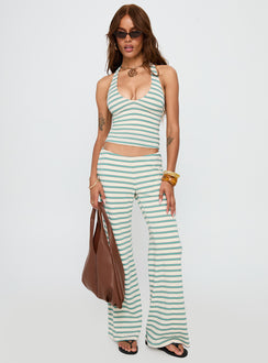 Anora Halter Wide Leg Set Blue / White Stripe