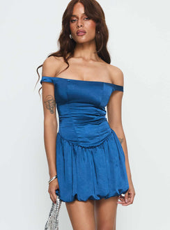 Elesia Off Shoulder Corset Mini Dress Navy
