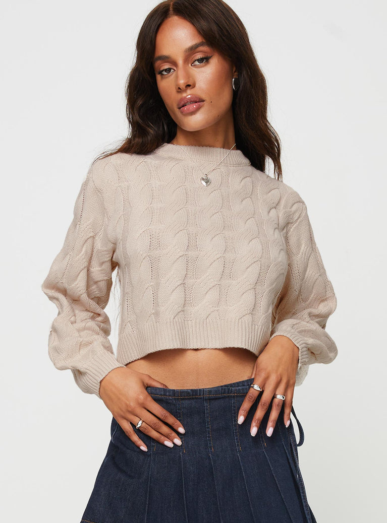 Thekla Sweater Beige Princess Polly  Cropped 