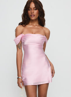 Zabbarra Off The Shoulder Mini Dress Light Pink