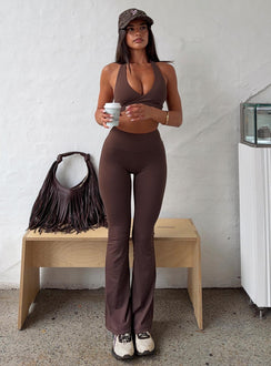 Energize Active Invisible Scrunch Flare Leggings Brown