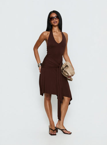 princess polly baby blue dress Brown Midi Dresses main image 0