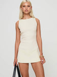 front view of model wearing Princess Polly Mayok Mini Dress Cream Tall High Neck 