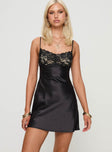 Silky mini dress Lace detail on bust, adjustable straps, invisible zip fastening, open back  Non-stretch material, fully lined  Princess Polly Lower Impact 