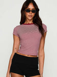 Lex Top Maroon Stripe