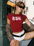 front view of model wearing Princess Polly You Do You Tee Red Sleeveless Crew Neck 