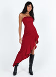 product Princess Polly High Neck  Emelina Asymmetric Midi Dress Red