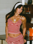 Miztaray Cami Top Red / Cream Stripe