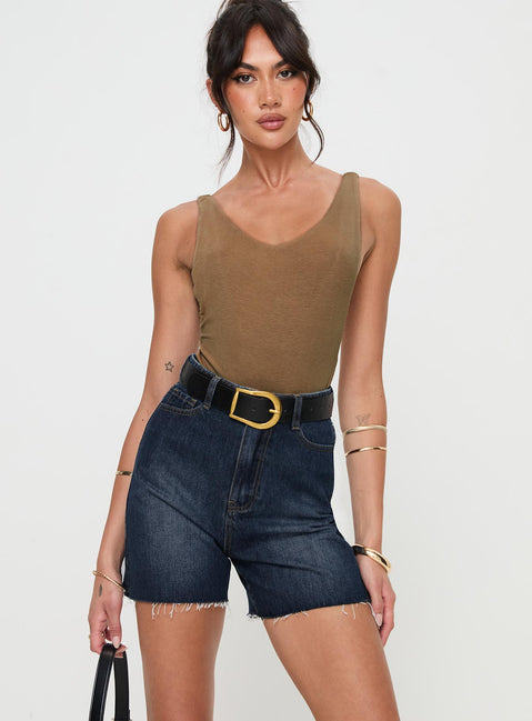 Impala Shorts Mid Wash Denim Princess Polly High Waisted Shorts 