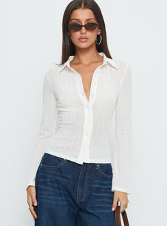 When You Sleep Long Sleeve Top White