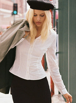 product Princess Polly Three Fourth Sleeves Crew Neck  Fogler Shirt White