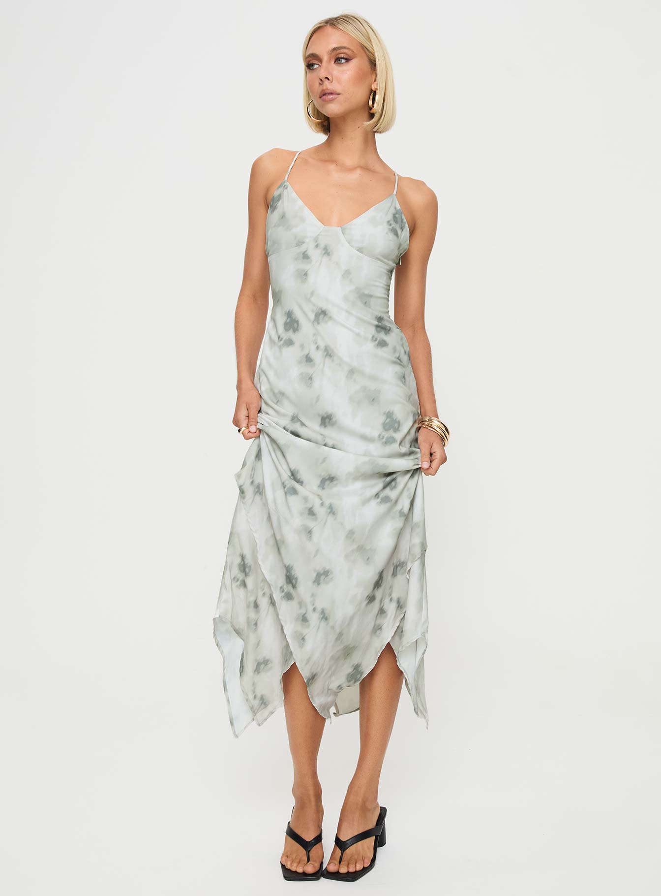 front view of model wearing Princess Polly Breen Maxi Dress Multi V-Neck 