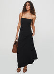 front view of model wearing Princess Polly Yahir Strapless Maxi Dress Black Straight Neck 