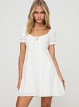 front view of model wearing Princess Polly Jadia Mini Dress White Sweetheart Neckline 