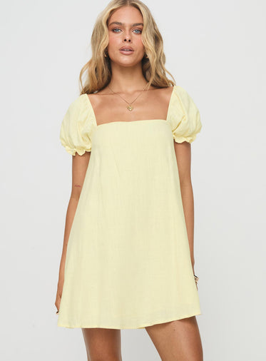 white christmas dresses Pastel Yellow A-line Spaghetti Straps Side-slit Lace Prom Dresses, PD2 –  SposaBridal main image 0