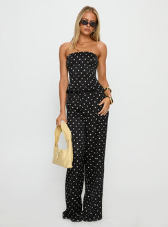 Powdered Sugar Strapless Set Black Polka