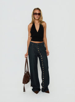 Introducing Penny Mid Rise Straight Leg Jeans Raw Denim in womens-jeans front view of model wearing Princess Polly