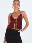 product Princess Polly Sleeveless Sleeveless Scoop Neck Scoop Neck  Chantria Top Burgundy Lower Impact