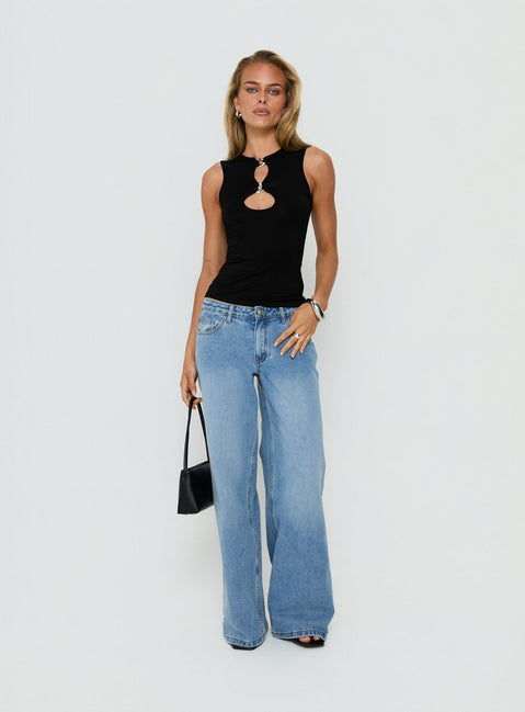Orlaith Cut Out Sleeveless Top Black