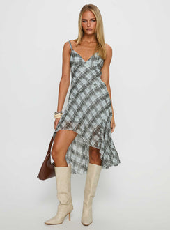 Murisa Asymmetrical Midi Dress Multi Check