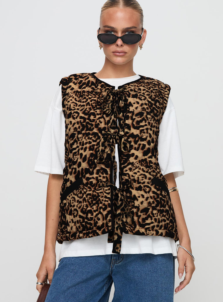 Samual Quilted Vest Leopard