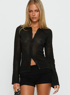 Marcita Floral Knit Longline Shirt Black