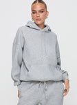 back view of model wearing Princess Polly Dream Fleece Classic Hoodie Grey Marle 