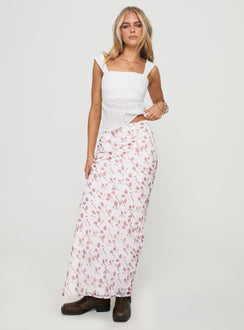   front view of model wearing Princess Polly Battaglie Maxi Skirt Multi Maxi 