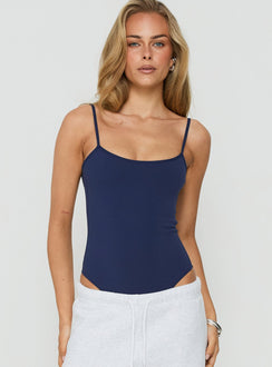 Daily Define Thin Strap Low Back Bodysuit Navy