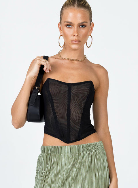 product Princess Polly Sleeveless Asymmetric Neckline  Azriel Strapless Bustier Black Low Impact