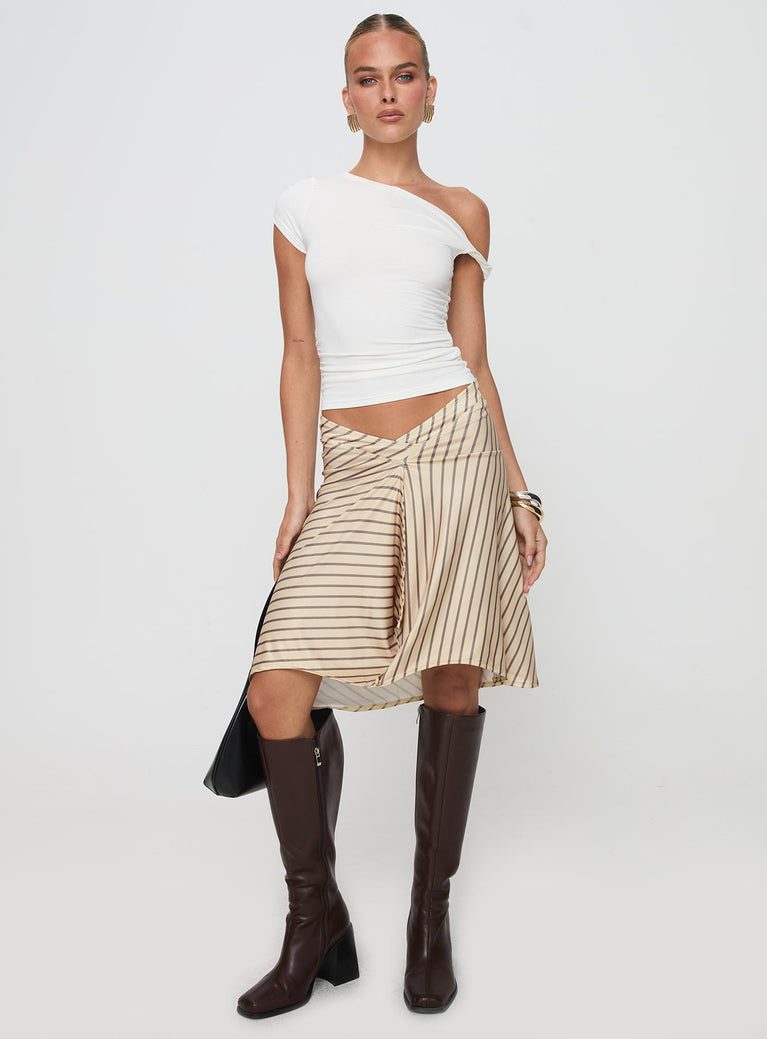 Esmeray Midi Skirt Diagonal Stripe Yellow