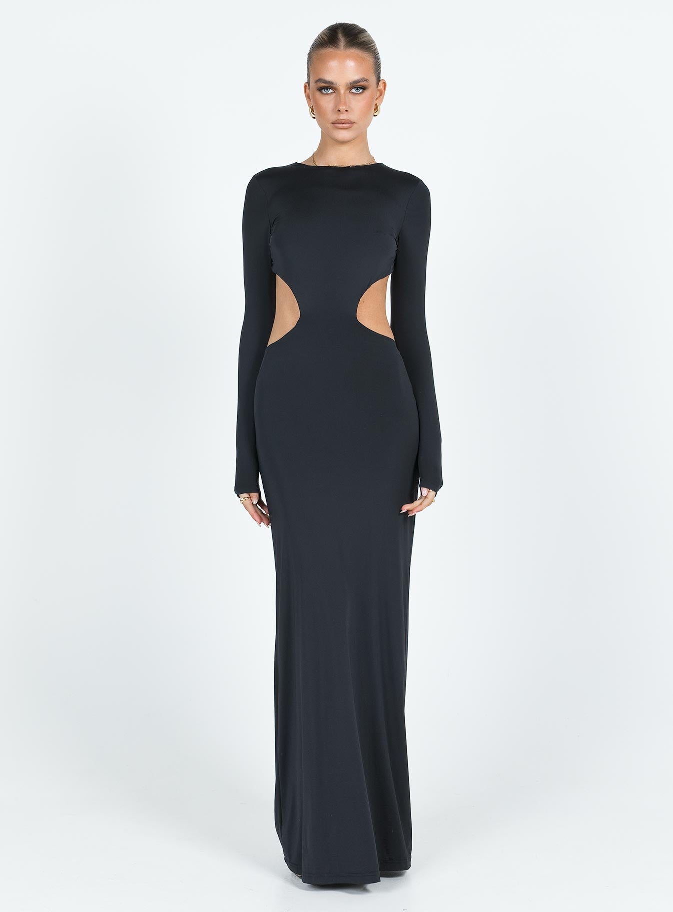 Long sleeve outlet backless maxi dress