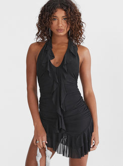 product Princess Polly High Neck  Gina Asymmetric Mini Dress Black