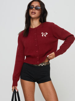 front view of model wearing Princess Polly Yalonda Micro Shorts Leopard / Black High Waisted Shorts 