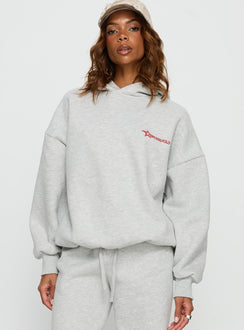 front view of model wearing Princess Polly Princess Polly Stargirl Hoodie Grey Marle 