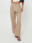 Princess Polly high-rise  Caley Asymmetric Waistband Pants Beige