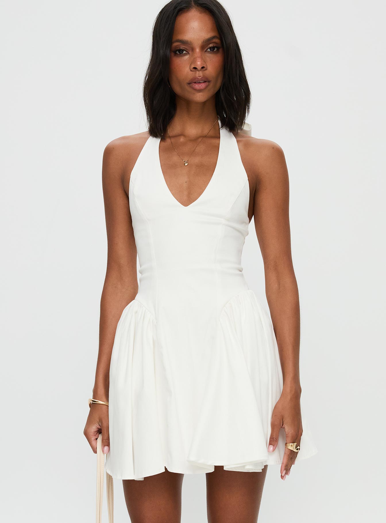 Karisse Halter Mini Dress White | Princess Polly Karisse Halter Mini Dress White | Princess Polly