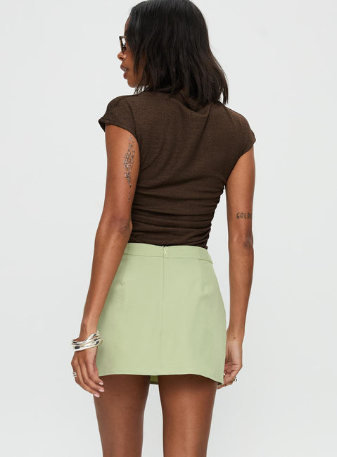 back view of model wearing Princess Polly Hosier Twill Mini Skirt Green 