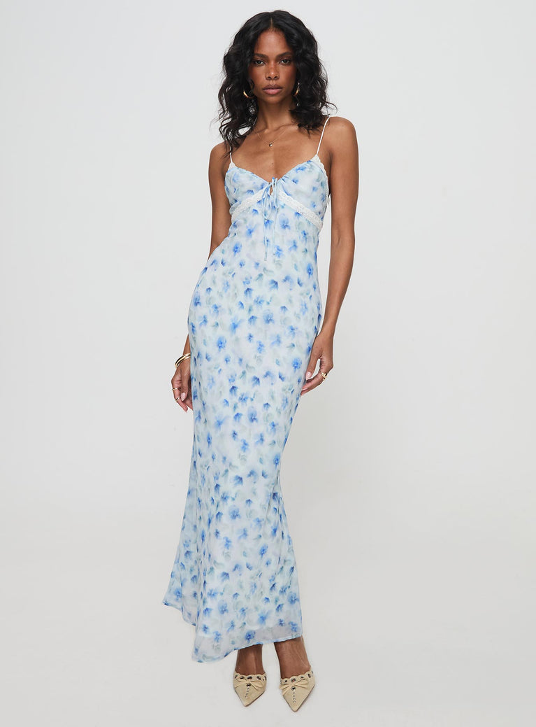 product Princess Polly V-Neck  Emily Maxi Dress Blue Floral