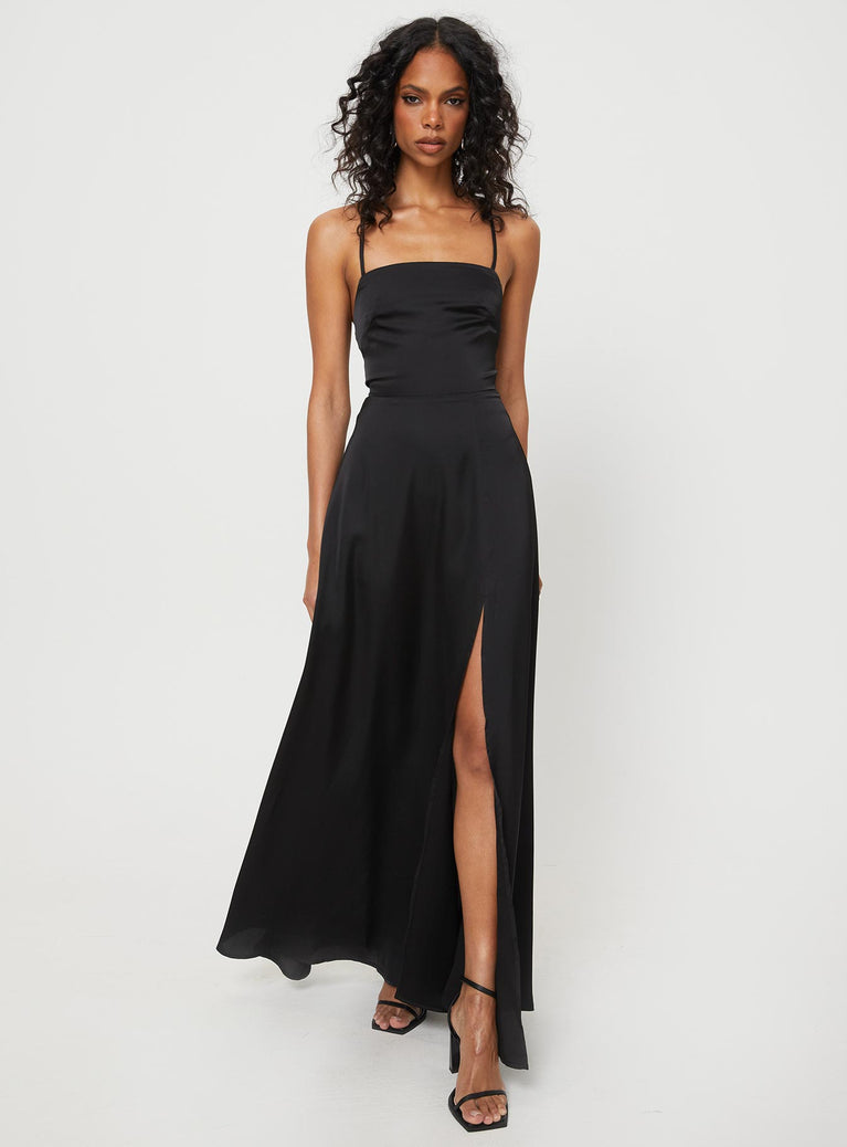 Princess Polly Square Neck  Kerwin Maxi Dress Black