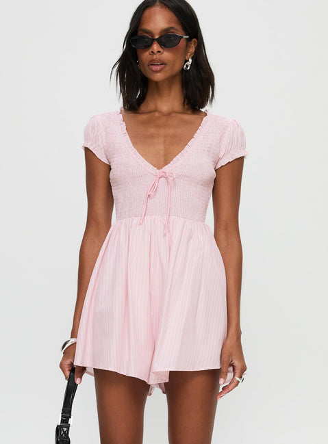 Wescott Stripe Playsuit Pink / White