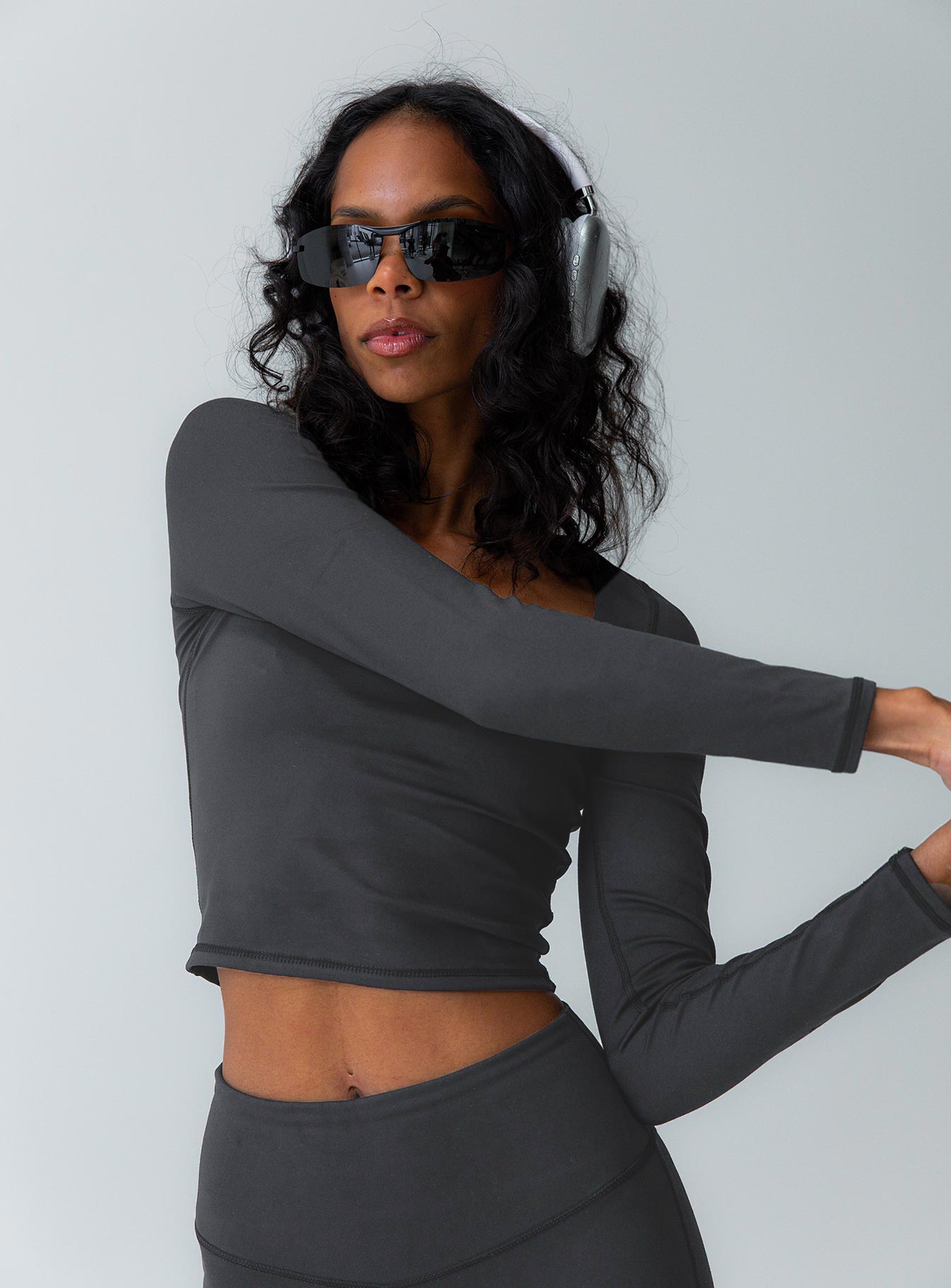 Grey long sleeve active top