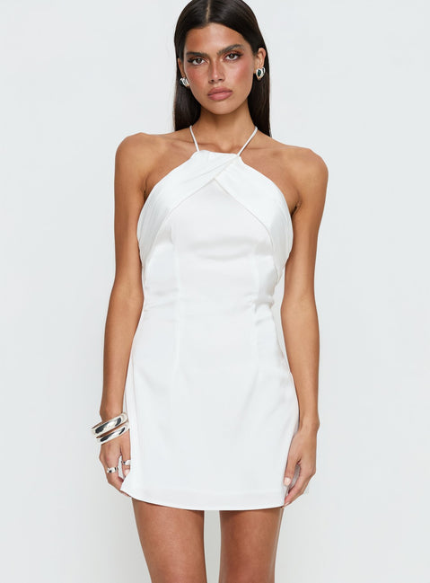 Amberlee Ruched Mini Dress White