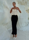   side view of model wearing Princess Polly Joder Maxi Skirt Black Maxi 