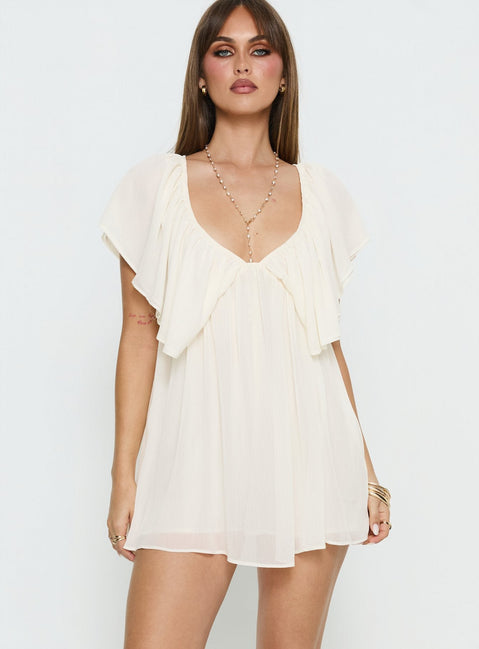Sun Spirit Plunge Flowy Playsuit Cream