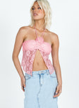 product Princess Polly Sleeveless Asymmetric Neckline  Velarde Lace Top Pink